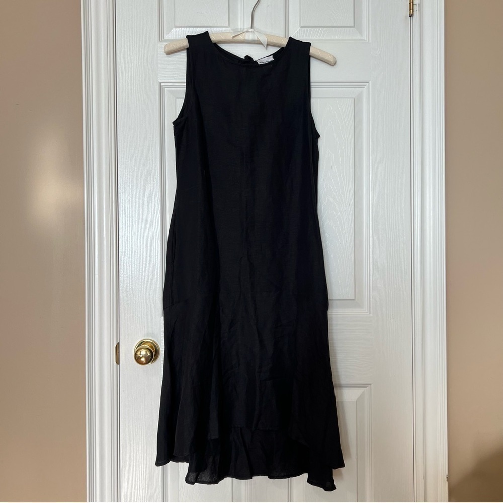 Tommy Bahama Black Sleeveless Linen A-Line Sleeveless Flowy Midi Dress - Sz S - Picture 3 of 13